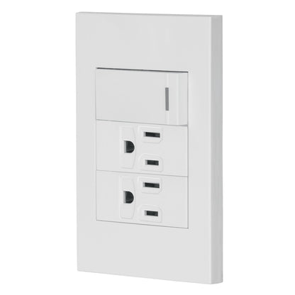 Placa armada 1 interruptor, 2 contactos,1mod,Española,blanco | PA-APCO-E3B | 45594