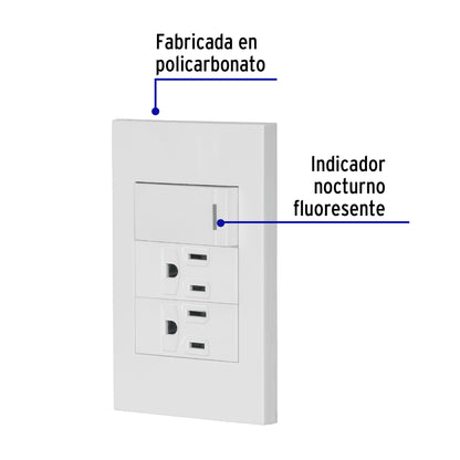 Placa armada 1 interruptor, 2 contactos,1mod,Española,blanco | PA-APCO-E3B | 45594