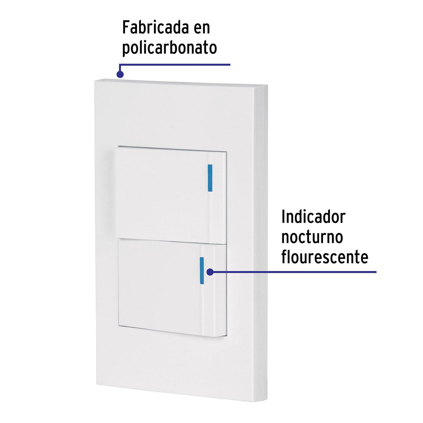 Placa armada 2 interruptores, 1.5 módulos, Española, blanco | PA-APDO15-EB | 45595