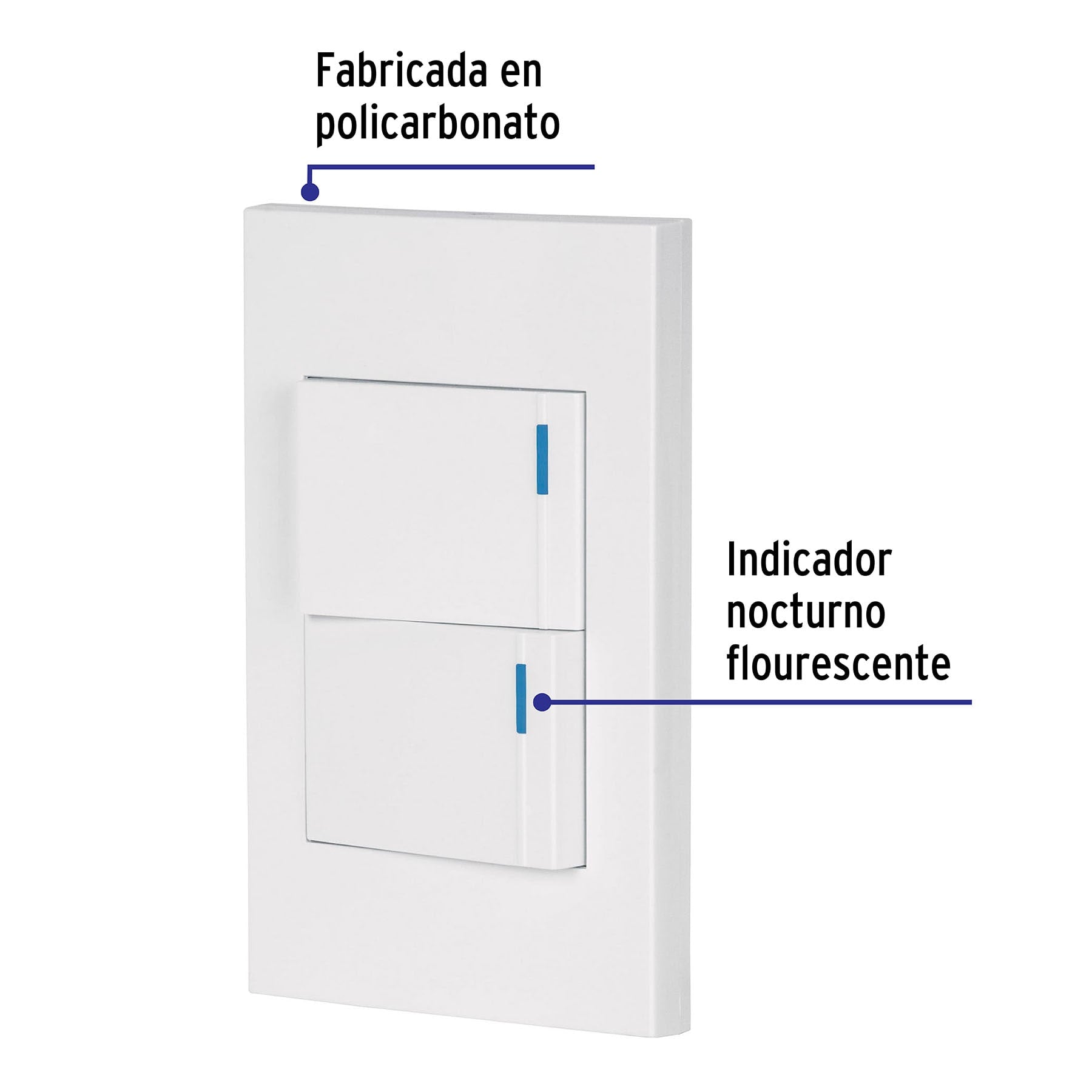 Placa armada 2 interruptores, 1.5 módulos, Española, blanco | PA-APDO15-EB | 45595