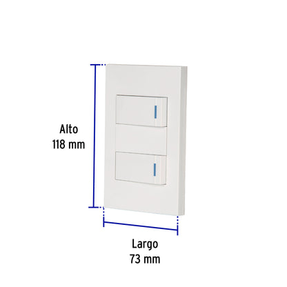 Placa armada 2 interruptores, 1 módulo, Española, blanco | PA-APDO1-EB | 45596
