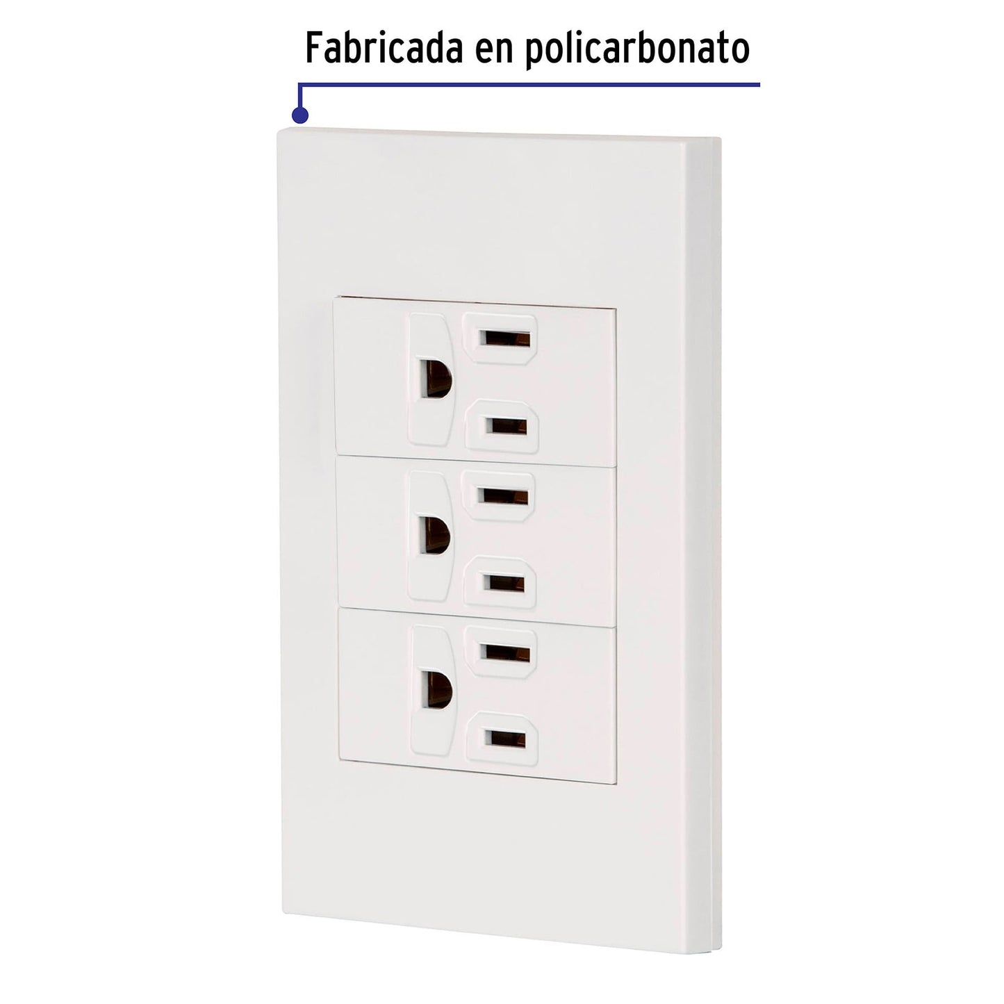 Placa armada 3 contactos, 1 módulo, Española, blanco | PA-COTR-EB | 45598