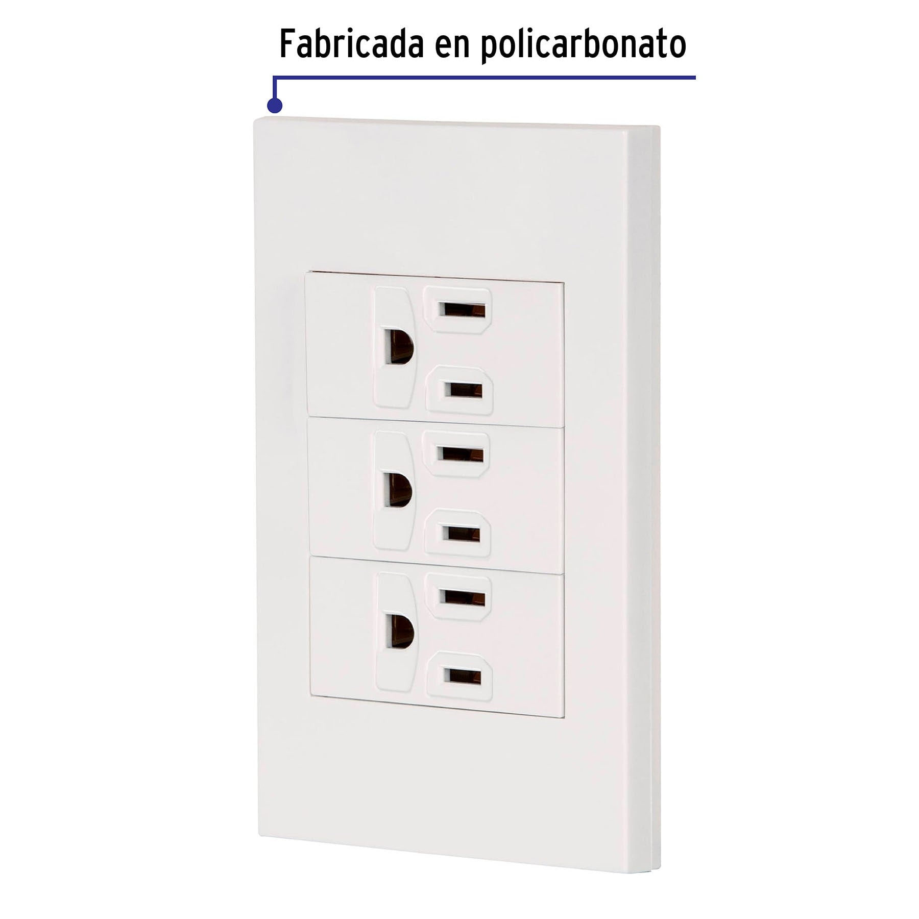 Placa armada 3 contactos, 1 módulo, Española, blanco | PA-COTR-EB | 45598