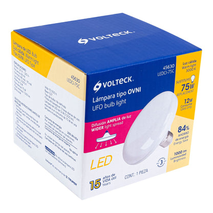 Lámpara LED tipo OVNI 12 W (equiv. 75 W), luz cálida, caja | LEDCI-75C | 45630