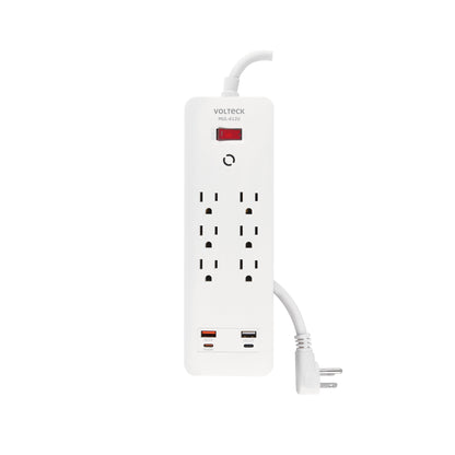 Multicontacto 6 entradas, 2 USB A + 2 USB C, blanco, VOLTECK | MUL-612U | 45662