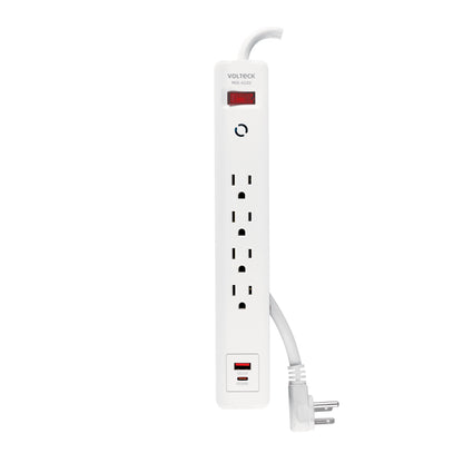 Multicontacto 4 entradas, 1 USB A + 1 USB C, blanco, VOLTECK | MUL-411U | 45664