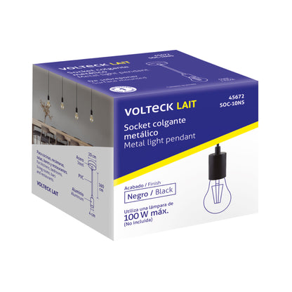 Socket colgante metálico, negro, VOLTECK | SOC-10NS | 45672