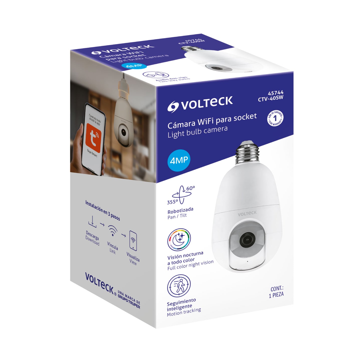 Cámara WiFi para socket, 4MP, VOLTECK | CTV-40SW | 45744