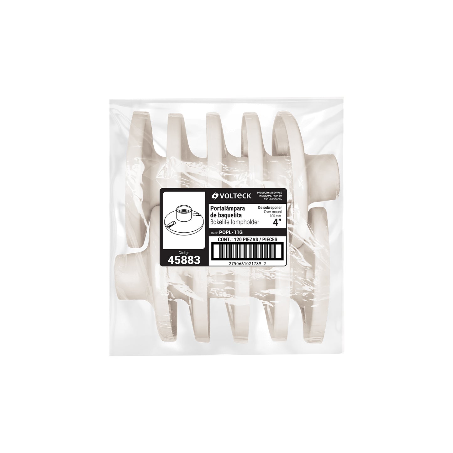 Portalámpara 4' de baquelita a granel, VOLTECK | POPL-11G | 45883