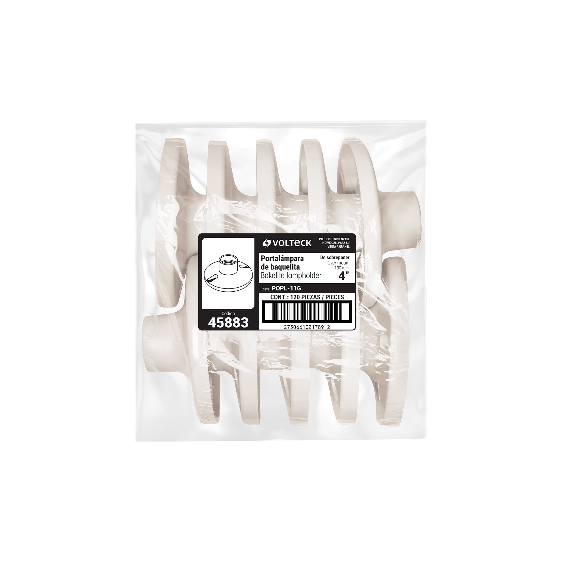 Portalámpara 4' de baquelita a granel, VOLTECK | POPL-11G | 45883