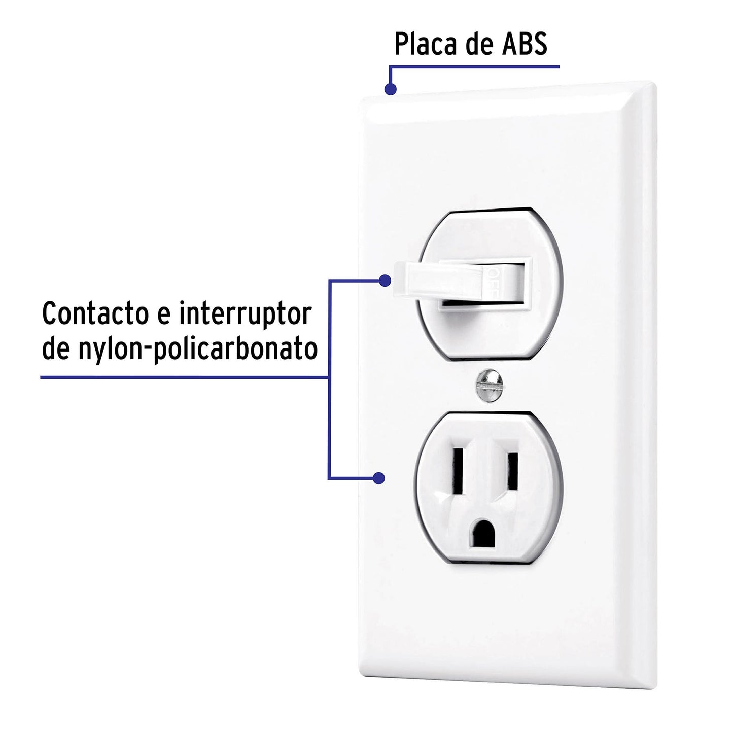 Placa armada interruptor y contacto, línea Standard, blanco | PA-COAP-SB | 45950