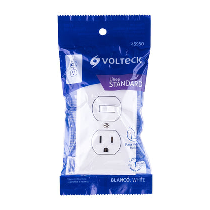 Placa armada interruptor y contacto, línea Standard, blanco | PA-COAP-SB | 45950