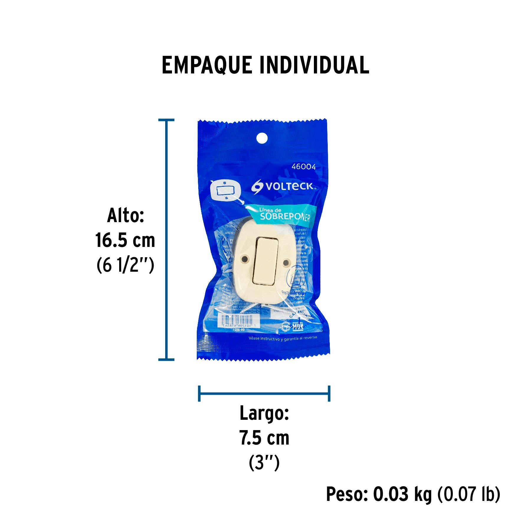 Interruptor de sobreponer sencillo, Volteck | APSO-S | 46004