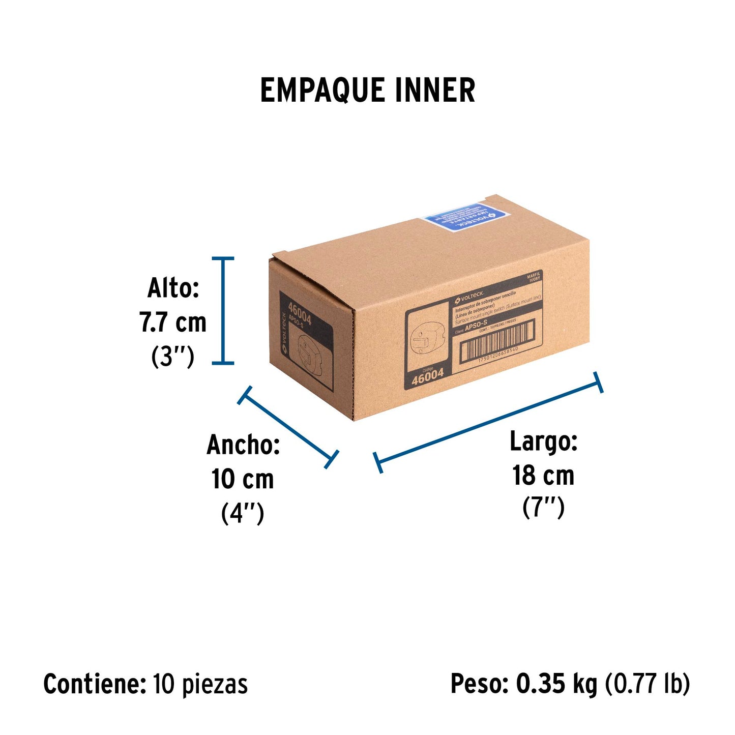 Interruptor de sobreponer sencillo, Volteck | APSO-S | 46004