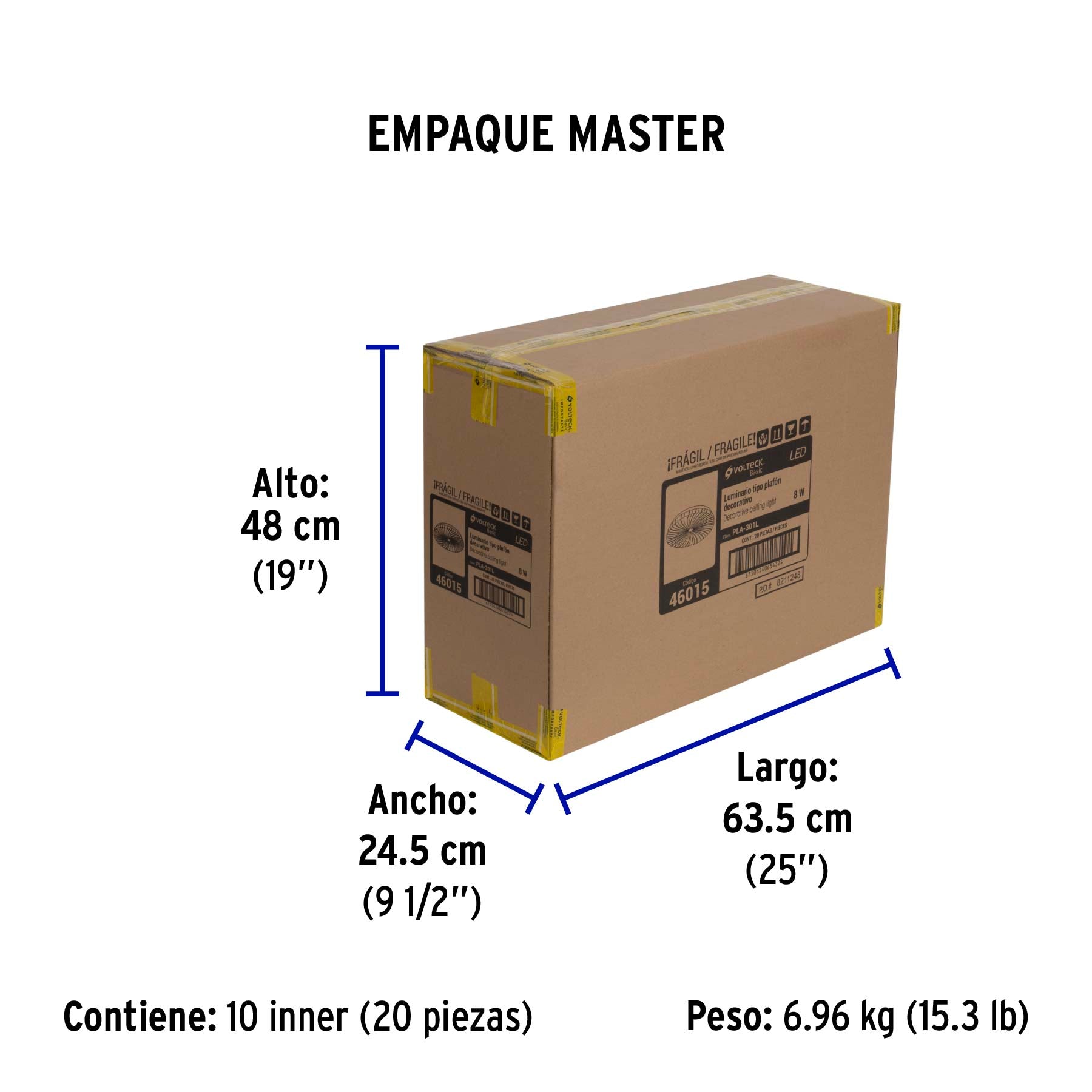 Luminario LED plafón decorativo 8W 6500K, espiral, BASIC | PLA-301L | 46015