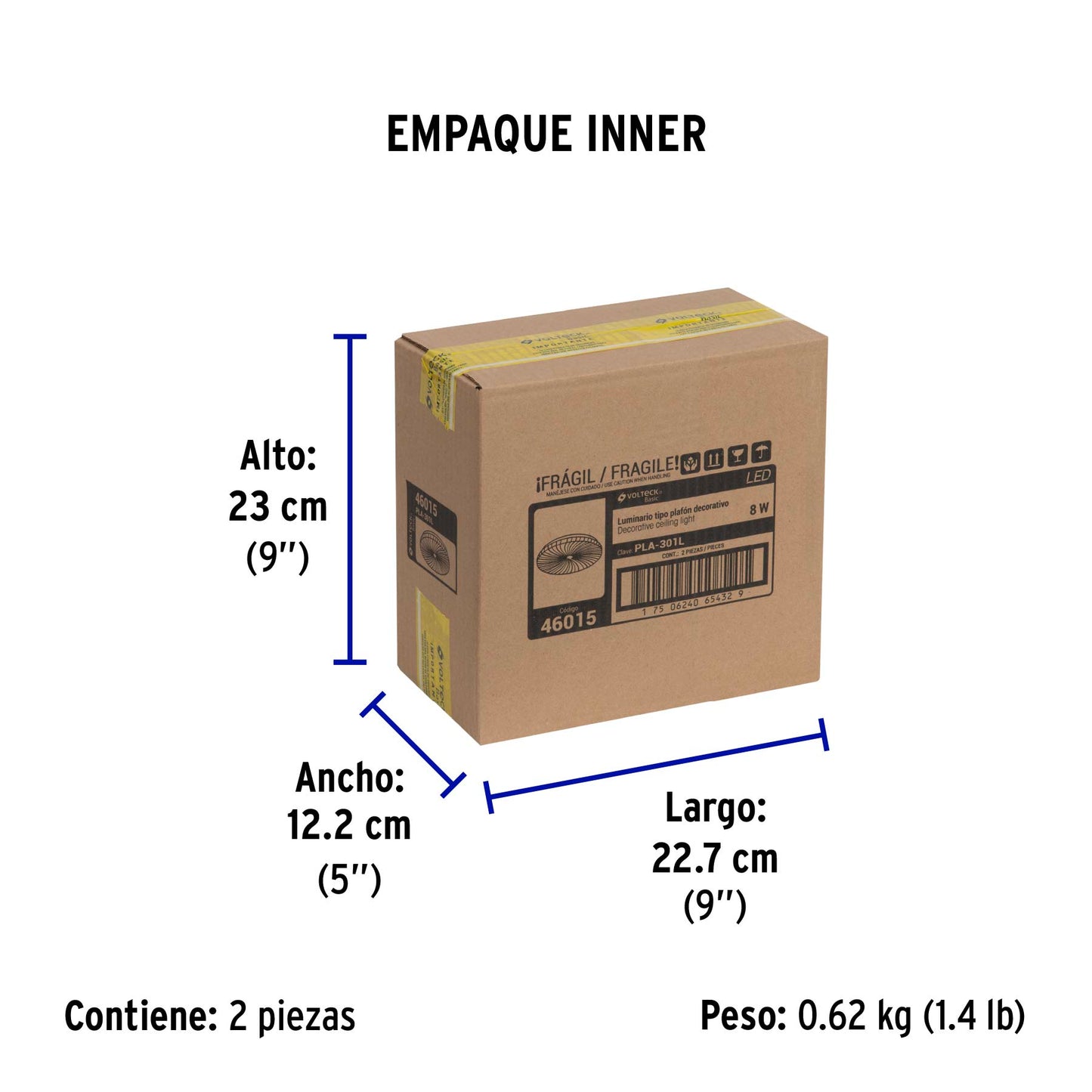 Luminario LED plafón decorativo 8W 6500K, espiral, BASIC | PLA-301L | 46015