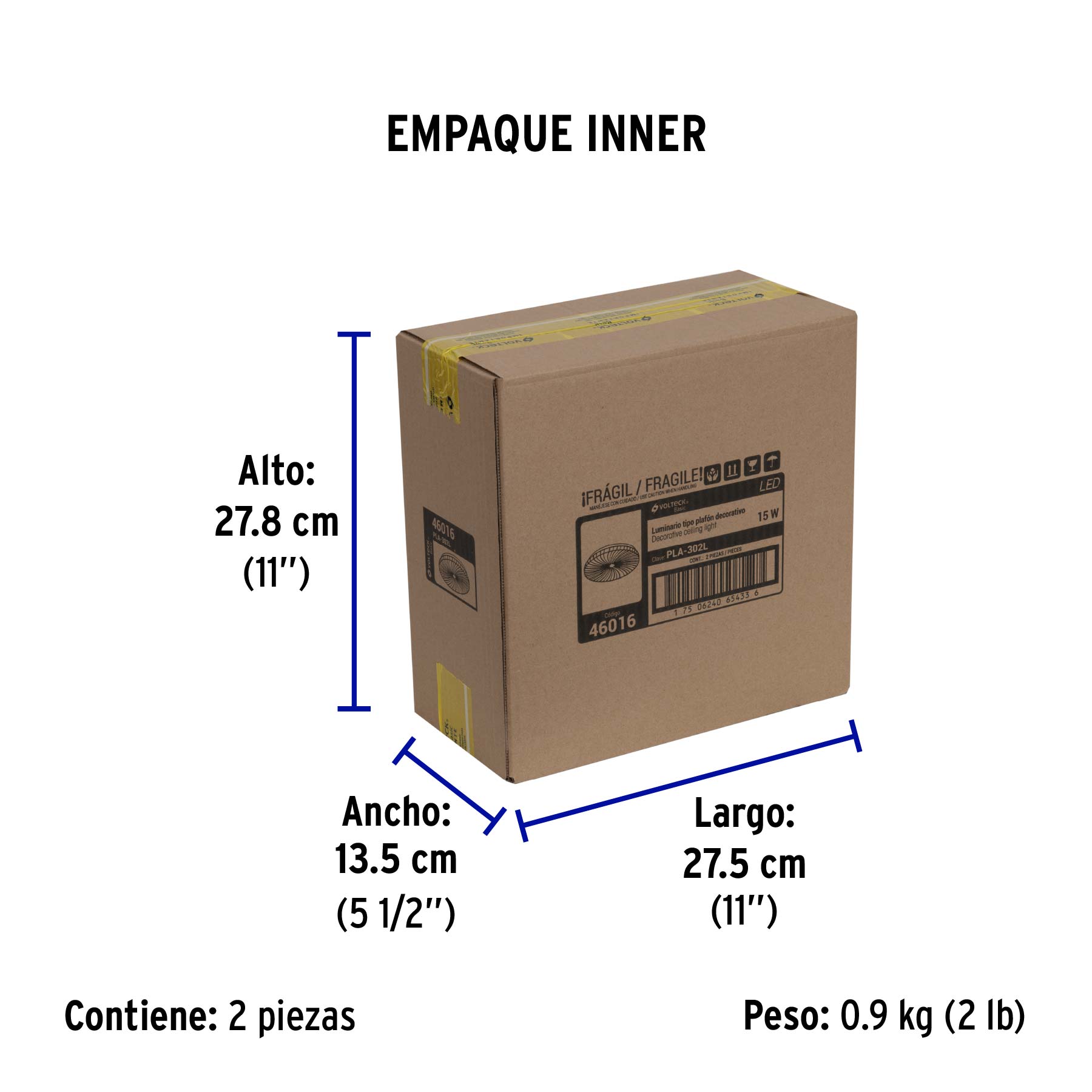 Luminario LED plafón decorativo 15W 6500K, espiral, BASIC | PLA-302L | 46016