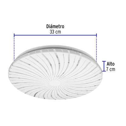 Luminario LED plafón decorativo 18W 6500K, espiral, BASIC | PLA-303L | 46017