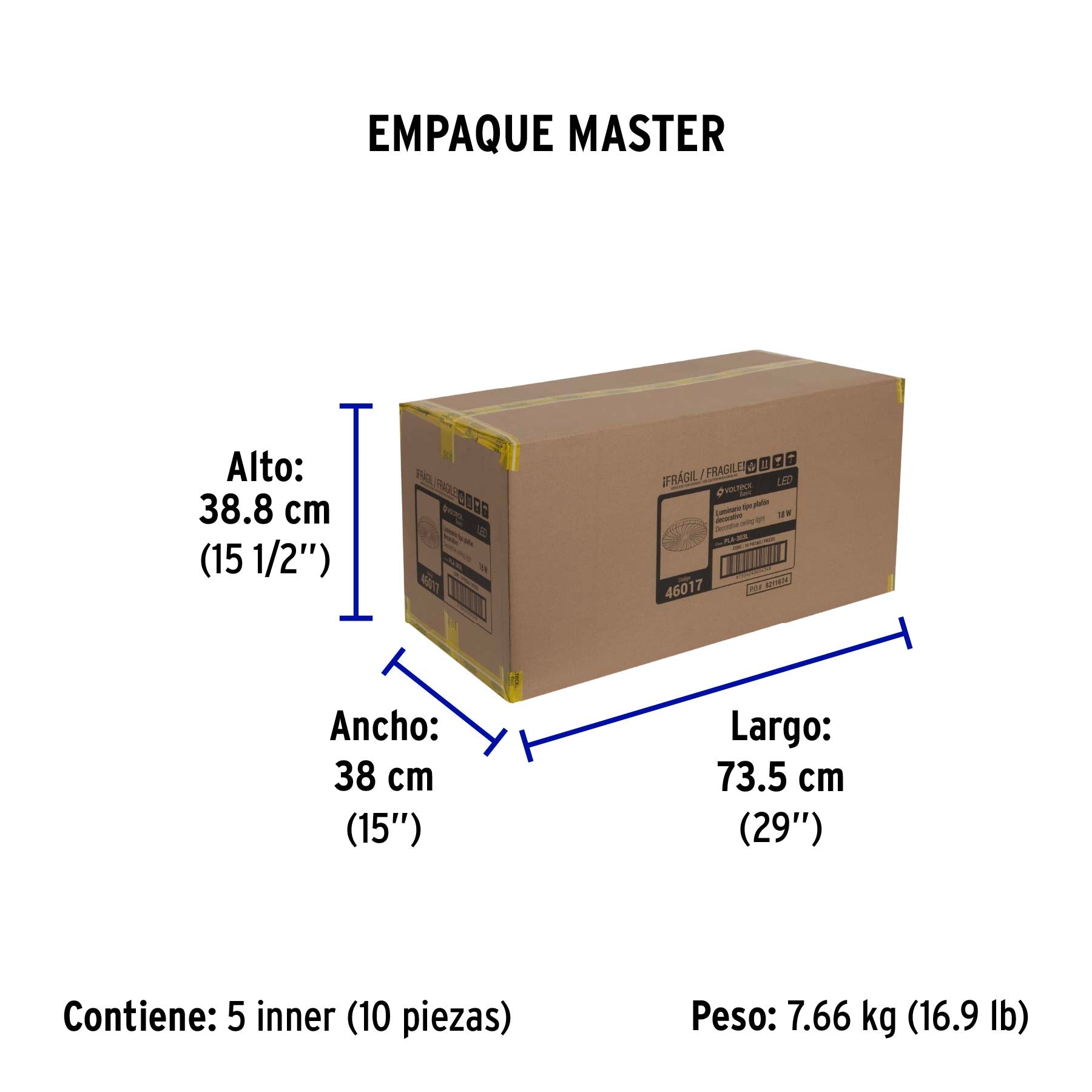 Luminario LED plafón decorativo 18W 6500K, espiral, BASIC | PLA-303L | 46017