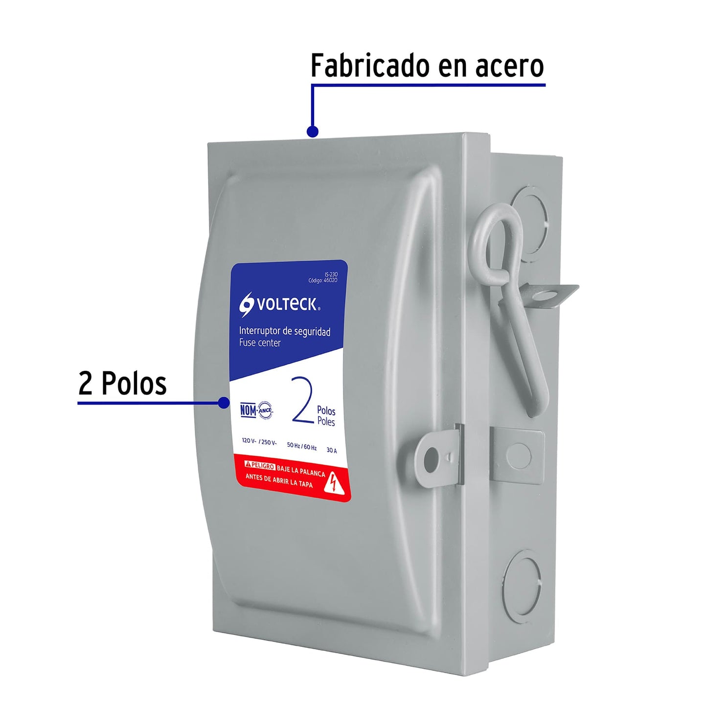 Interruptor de seguridad 2 polos, 30 A, Volteck | IS-230 | 46020
