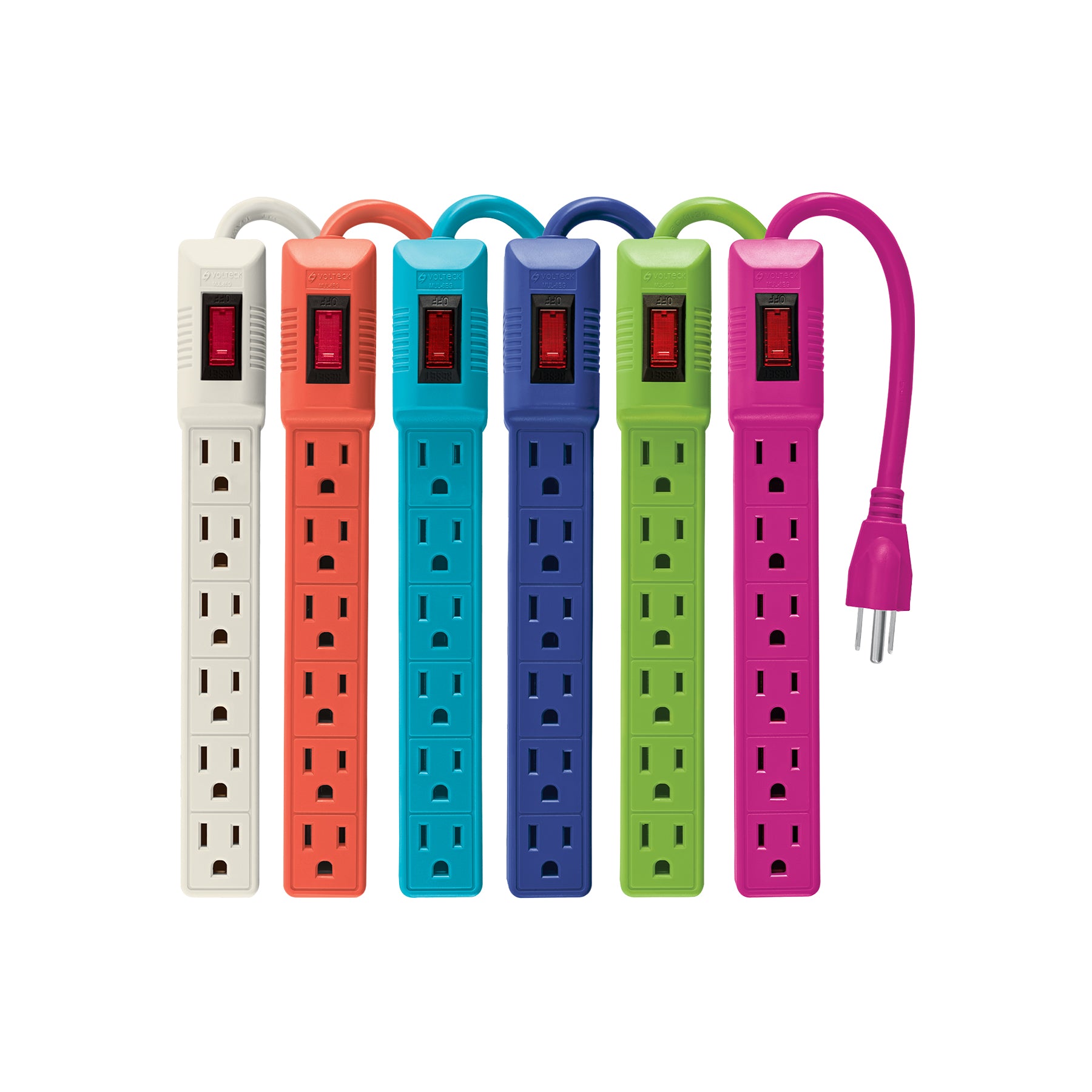 Multicontacto 16 AWG doméstico 6 entradas, colores a granel | MUL-6EG | 46021