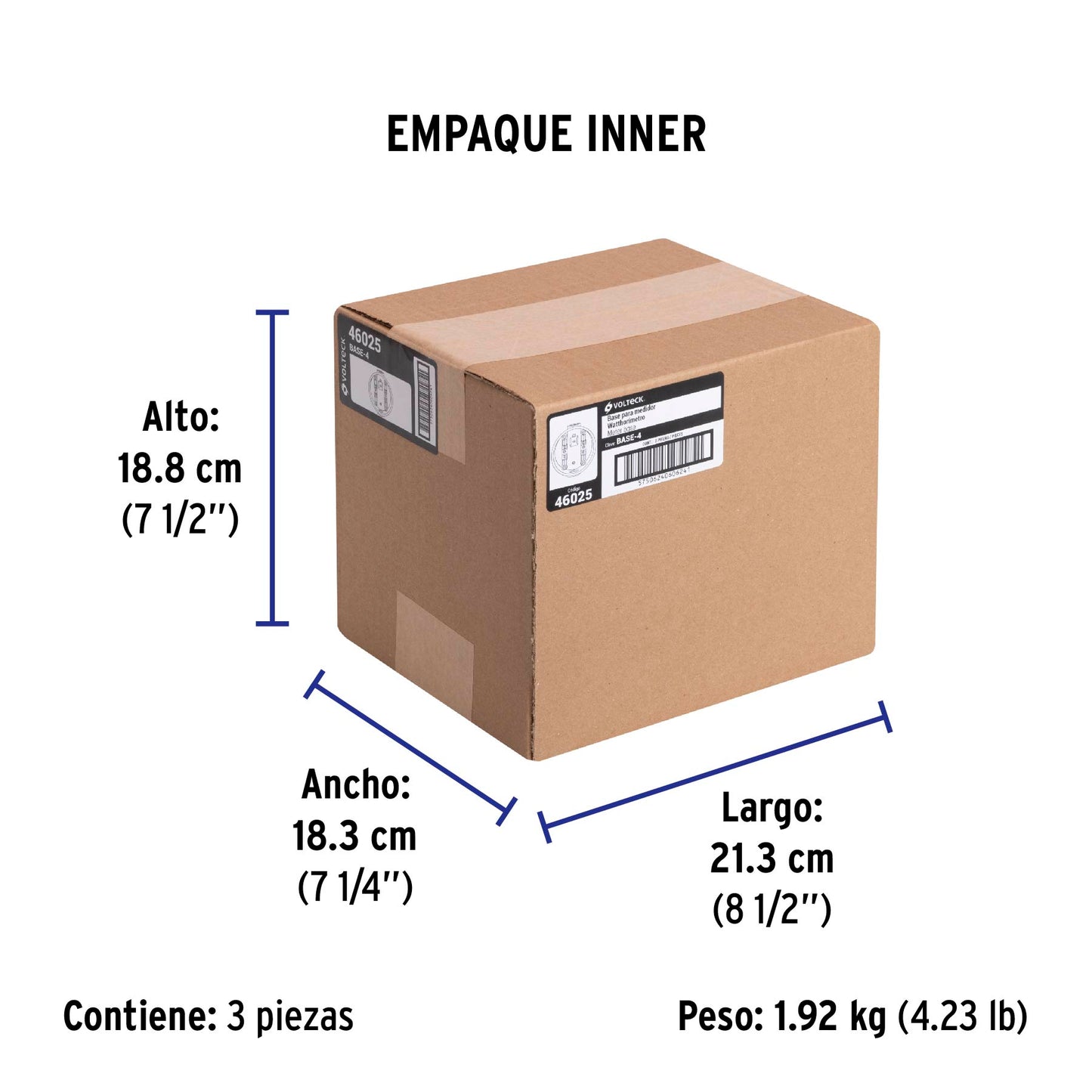 Base para watthorímetro, 4 terminales, Volteck | BASE-4 | 46025