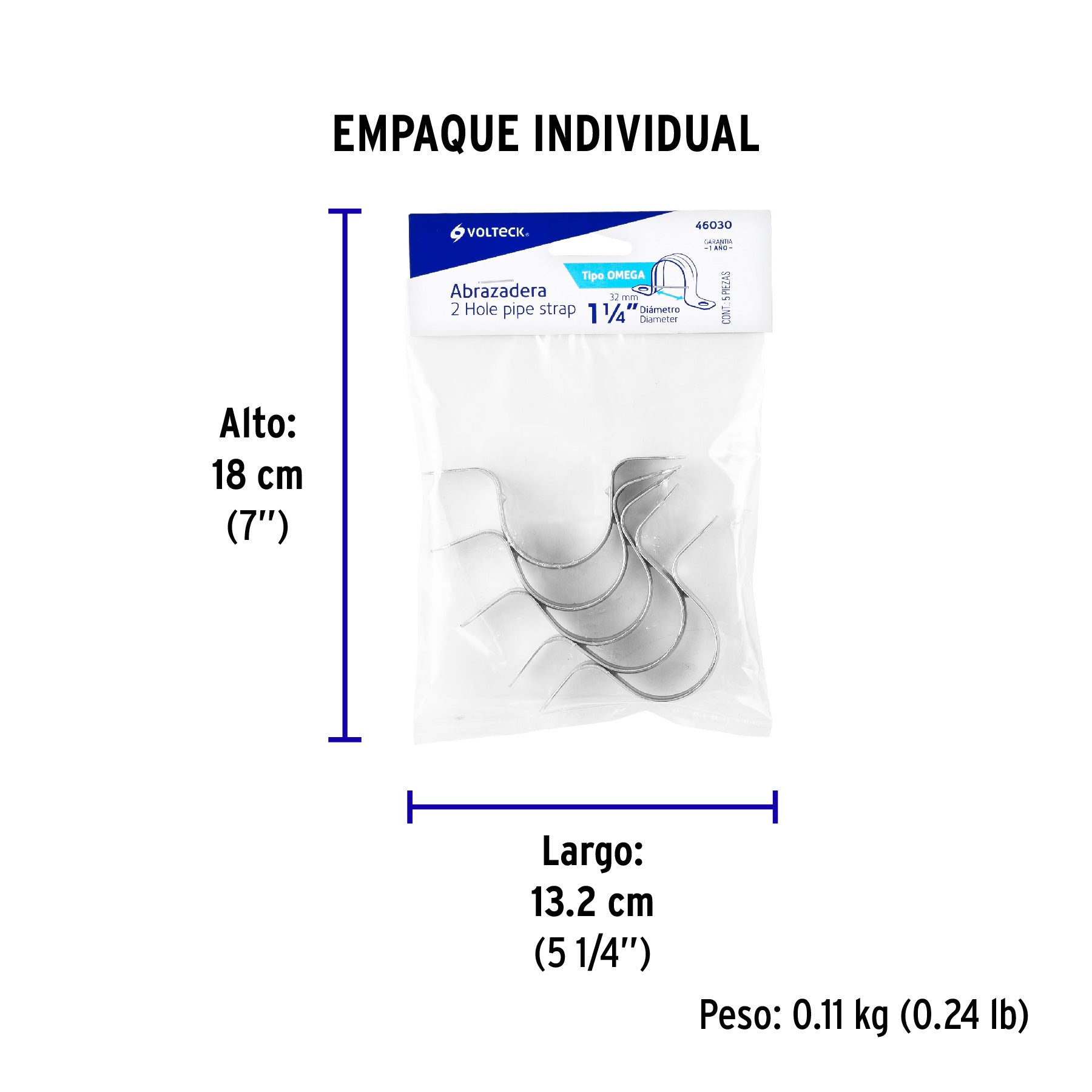 Bolsa c/5 abrazaderas tipo omega 1-1/4' p/tubo pared delgada | AO-114 | 46030