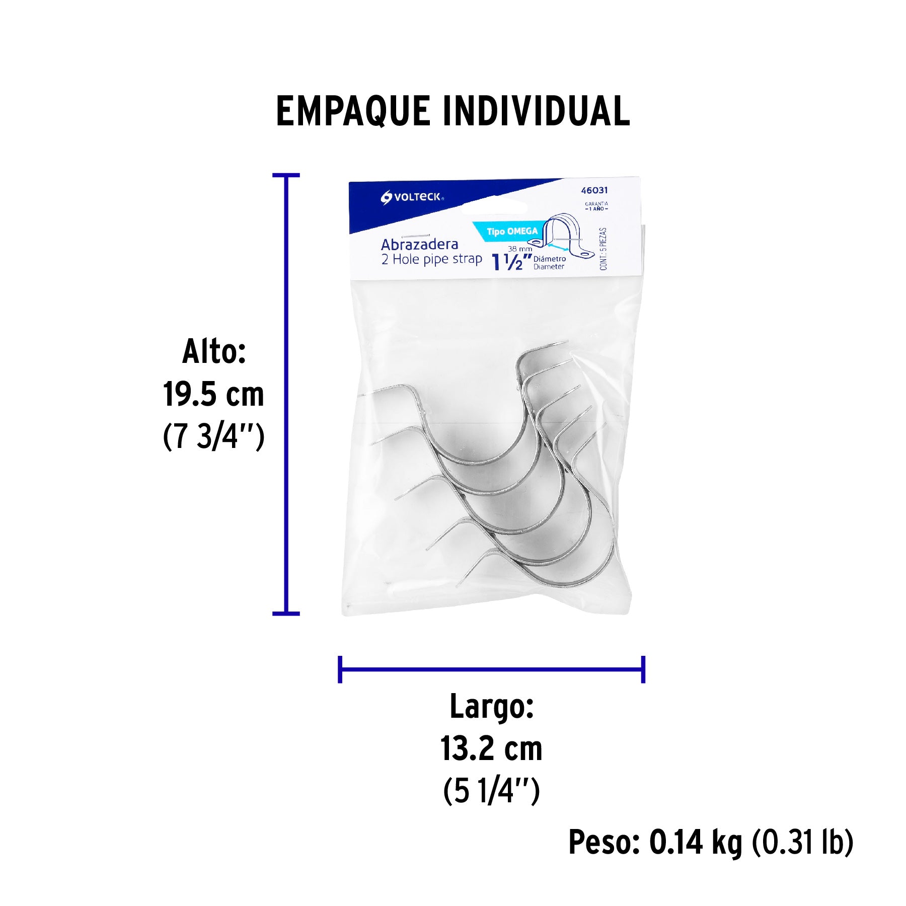 Bolsa c/5 abrazaderas tipo omega 1-1/2' p/tubo pared delgada | AO-112 | 46031