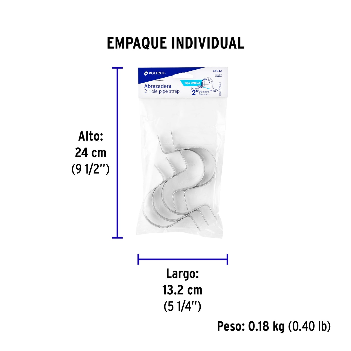 Bolsa c/5 abrazaderas tipo omega 2' p/tubo pared delgada | AO-2 | 46032
