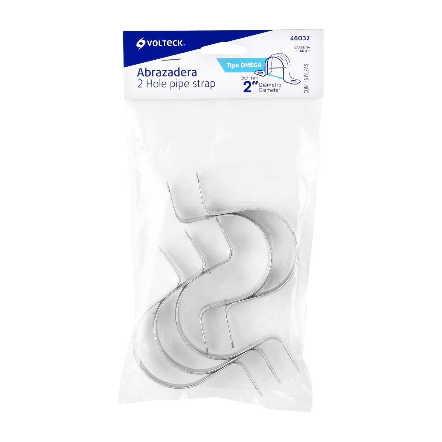 Bolsa c/5 abrazaderas tipo omega 2' p/tubo pared delgada | AO-2 | 46032