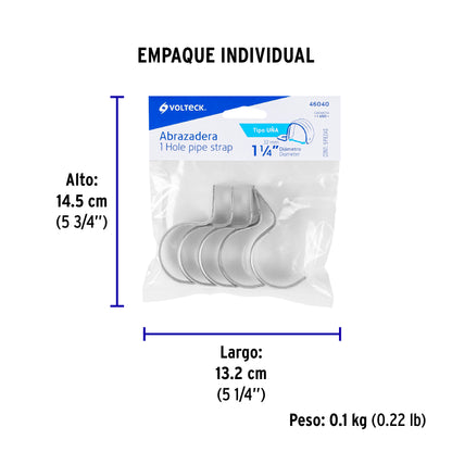Bolsa c/5 abrazaderas tipo uña 1-1/4' p/tubo pared delgada | AU-114 | 46040