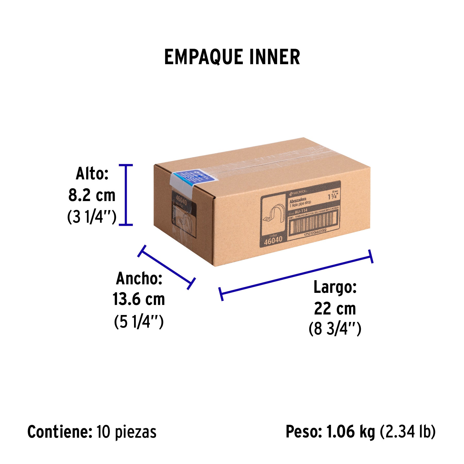 Bolsa c/5 abrazaderas tipo uña 1-1/4' p/tubo pared delgada | AU-114 | 46040