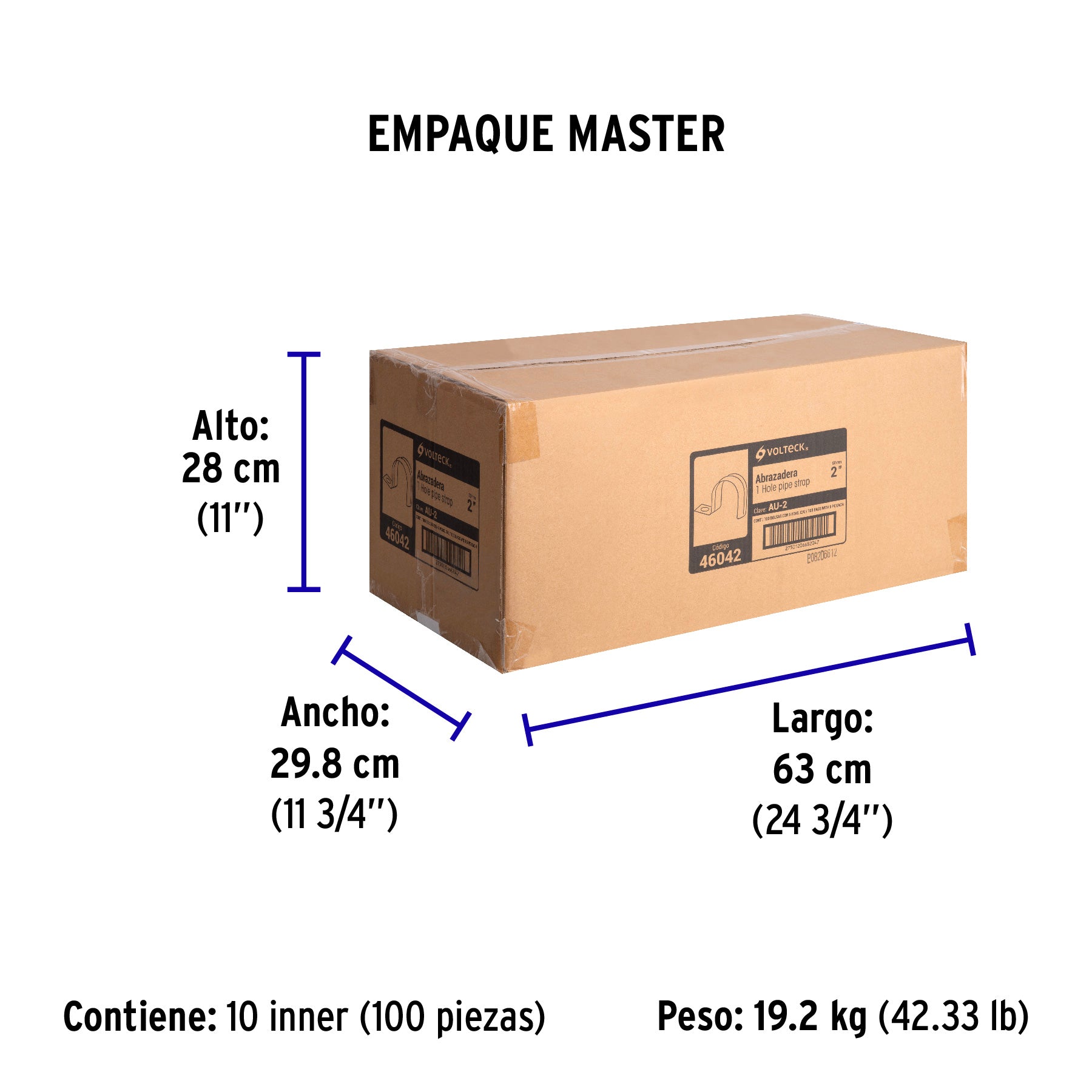 Bolsa c/5 abrazaderas tipo uña 2' p/tubo pared delgada | AU-2 | 46042