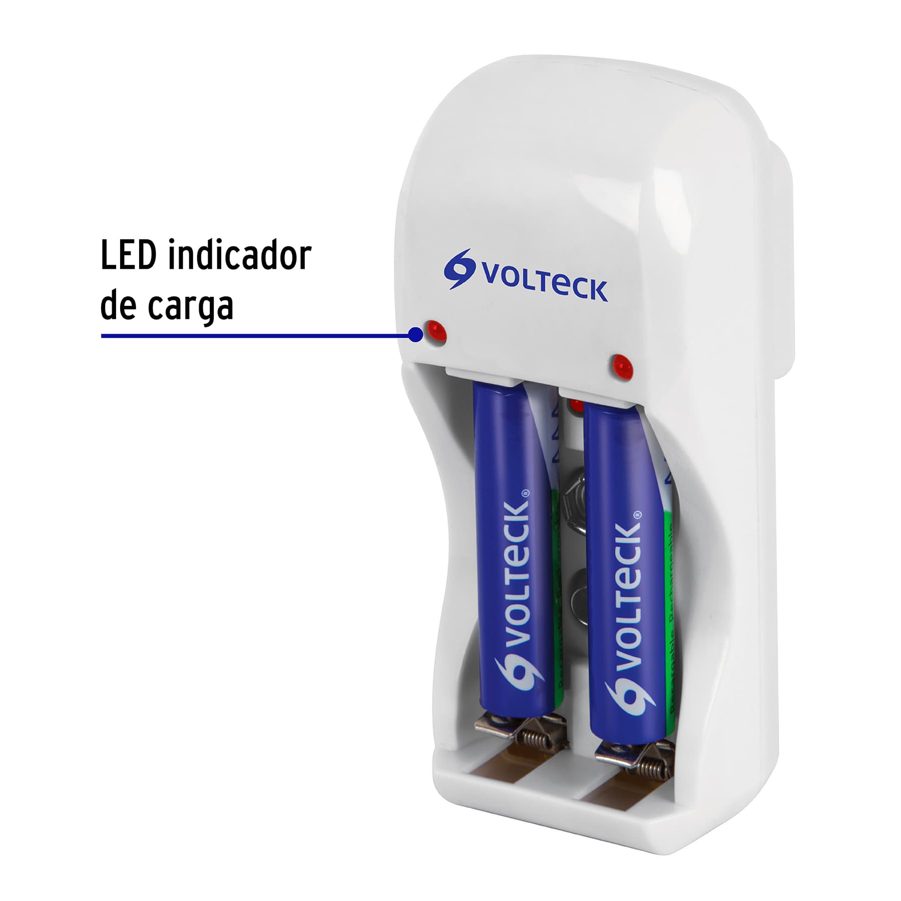 Cargador de pilas, AA, AAA y 9V incluye 2 pilas AAA, Volteck | CA-RE-7 | 46043