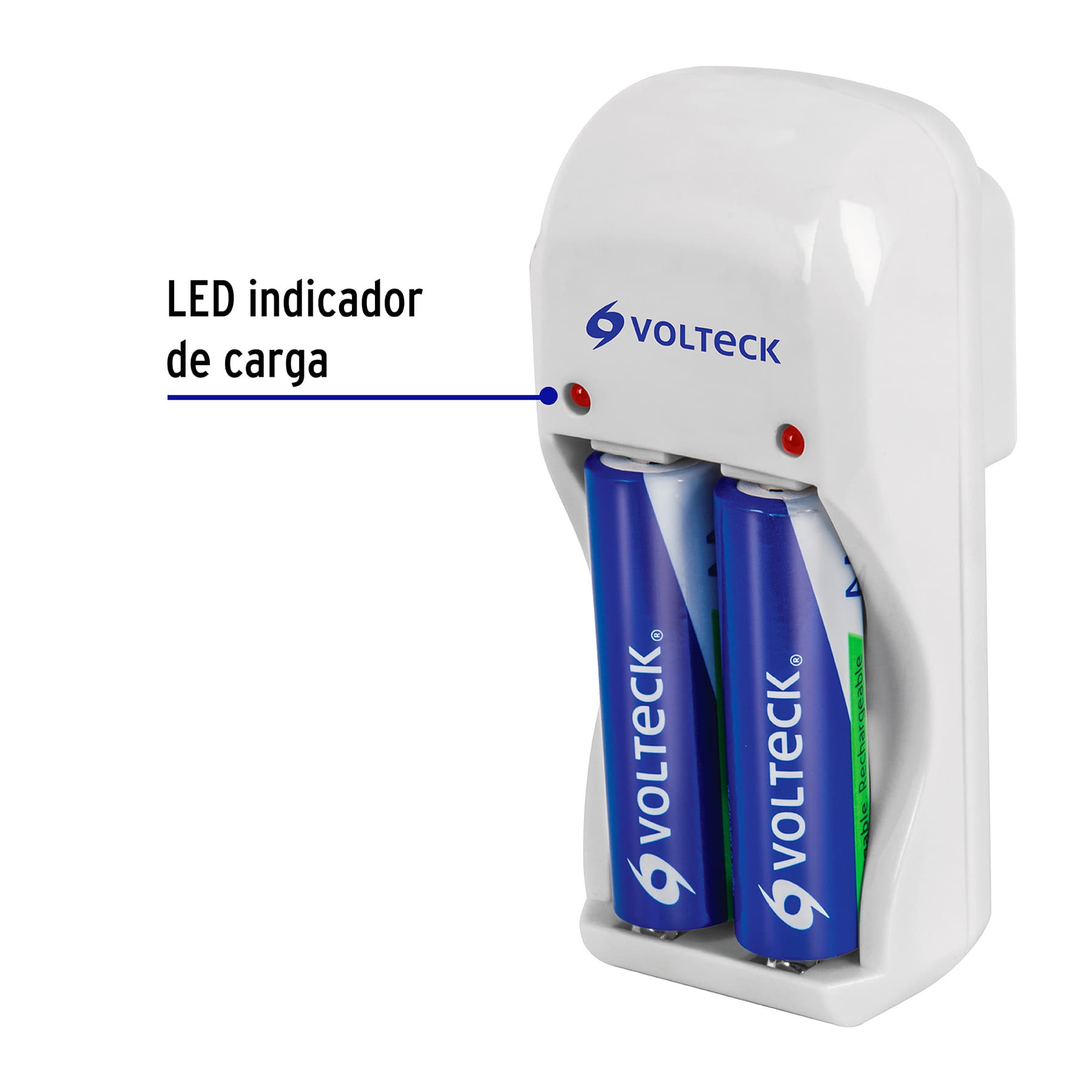 Cargador de pilas, AA, AAA y 9V, incluye 2 pilas AA, Volteck | CA-RE-8 | 46044