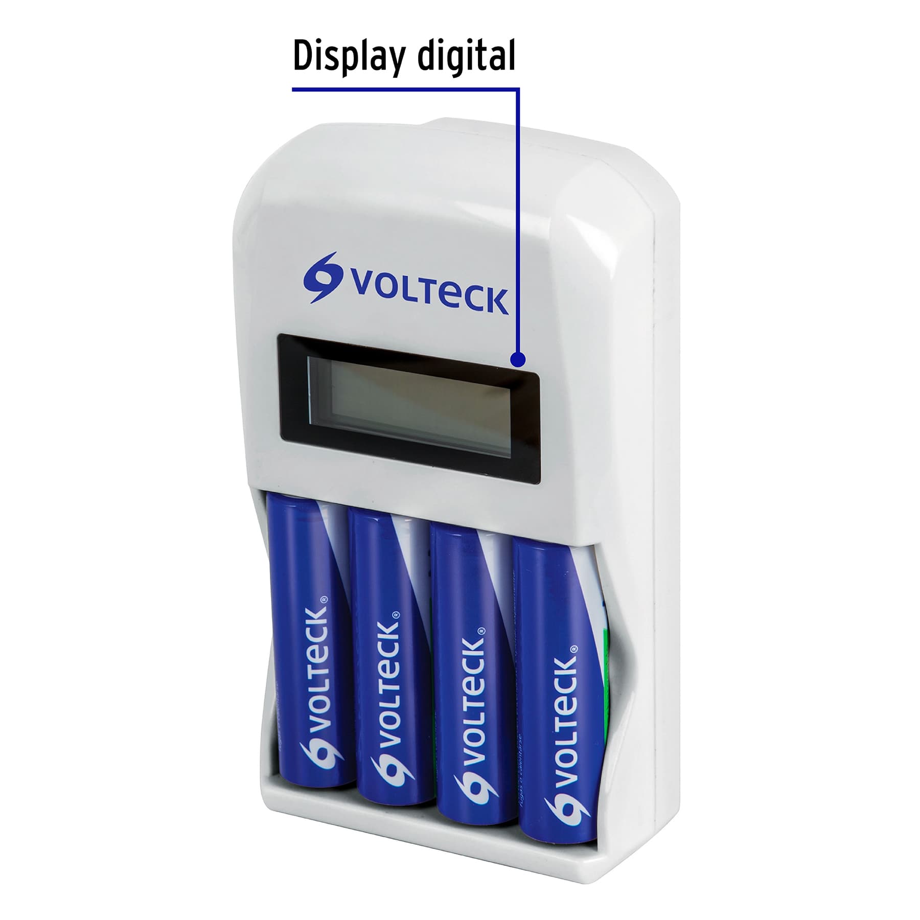 Cargador de pilas, AA, AAA, incluye 4 pilas AA, Volteck | CA-RE-10 | 46046