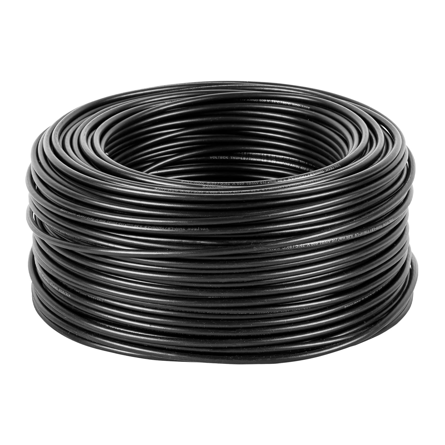 Rollo de 100 m de cable THHW-LS 10 AWG negro, Volteck | CAB-10N | 46051