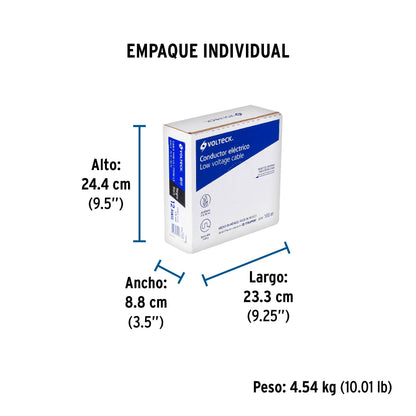 Rollo de 100 m de cable THHW-LS 12 AWG negro, Volteck | CAB-12N | 46052