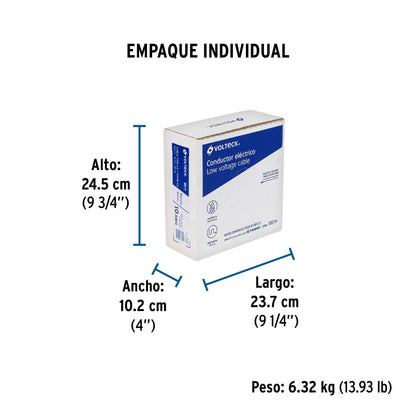 Rollo de 100 m de cable THHW-LS 10 AWG blanco, Volteck | CAB-10B | 46055