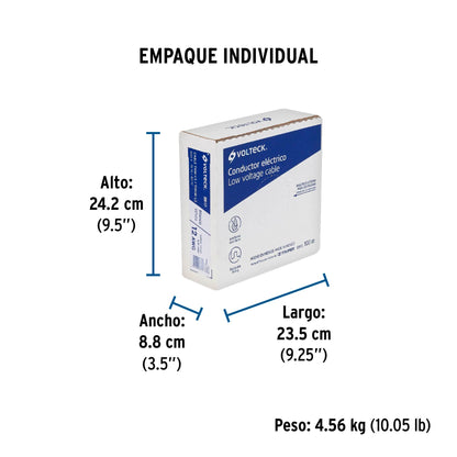 Rollo de 100 m de cable THHW-LS 12 AWG blanco, Volteck | CAB-12B | 46056