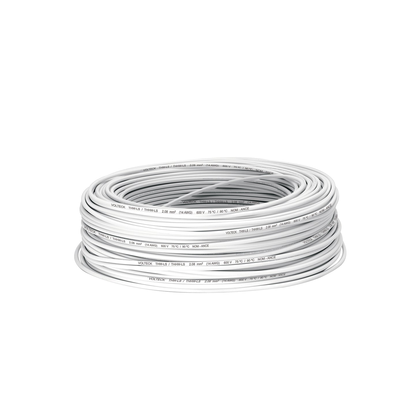 Rollo de 100 m de cable THHW-LS 14 AWG blanco, Volteck | CAB-14B | 46057