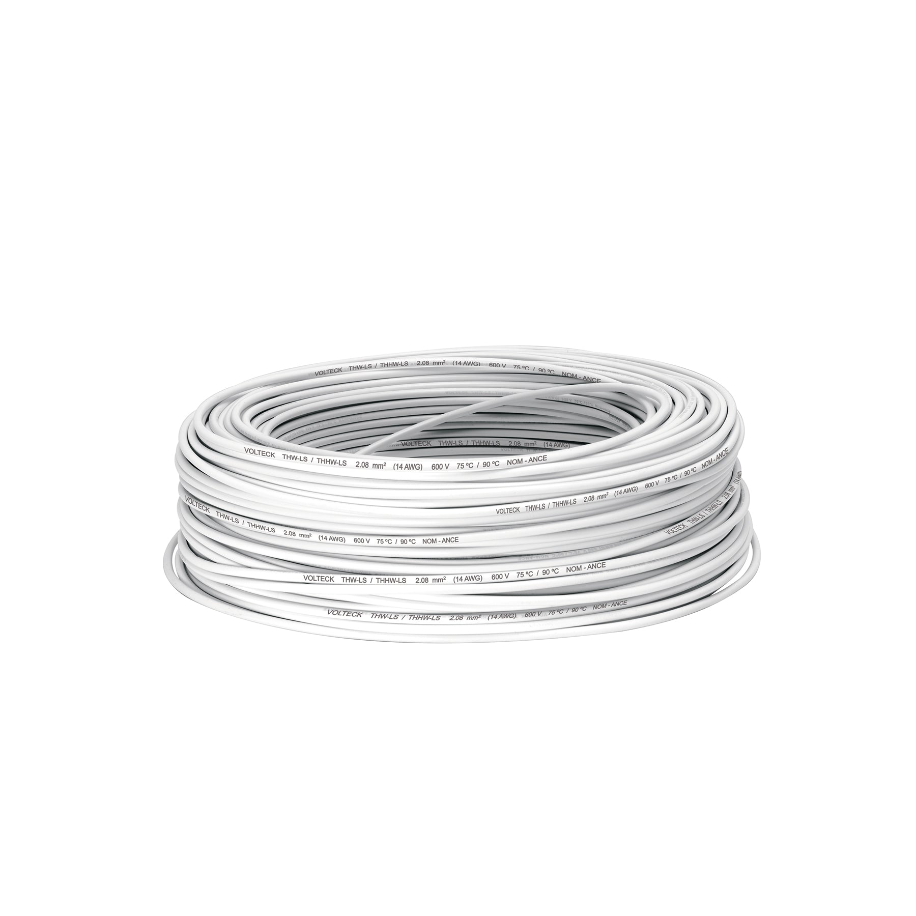 Rollo de 100 m de cable THHW-LS 14 AWG blanco, Volteck | CAB-14B | 46057