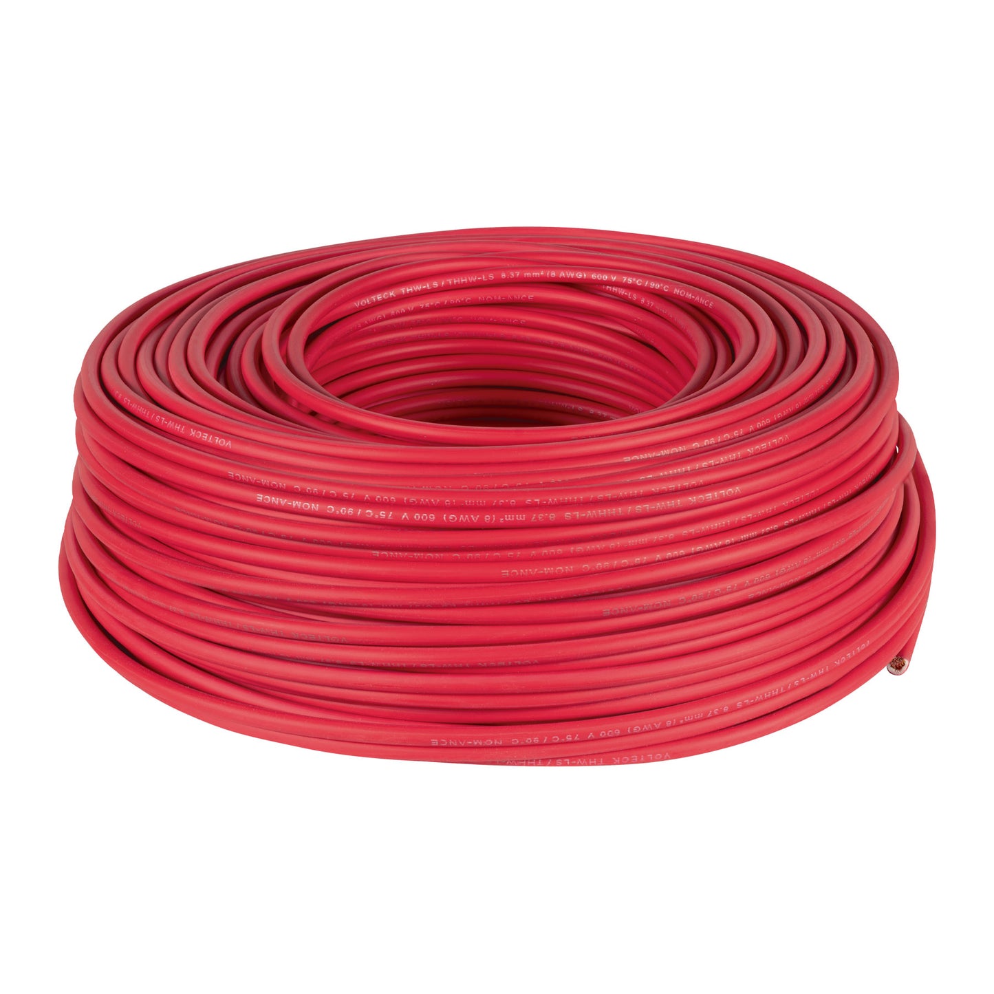 Rollo de 100 m de cable THHW-LS 8 AWG rojo, Volteck | CAB-8R | 46058