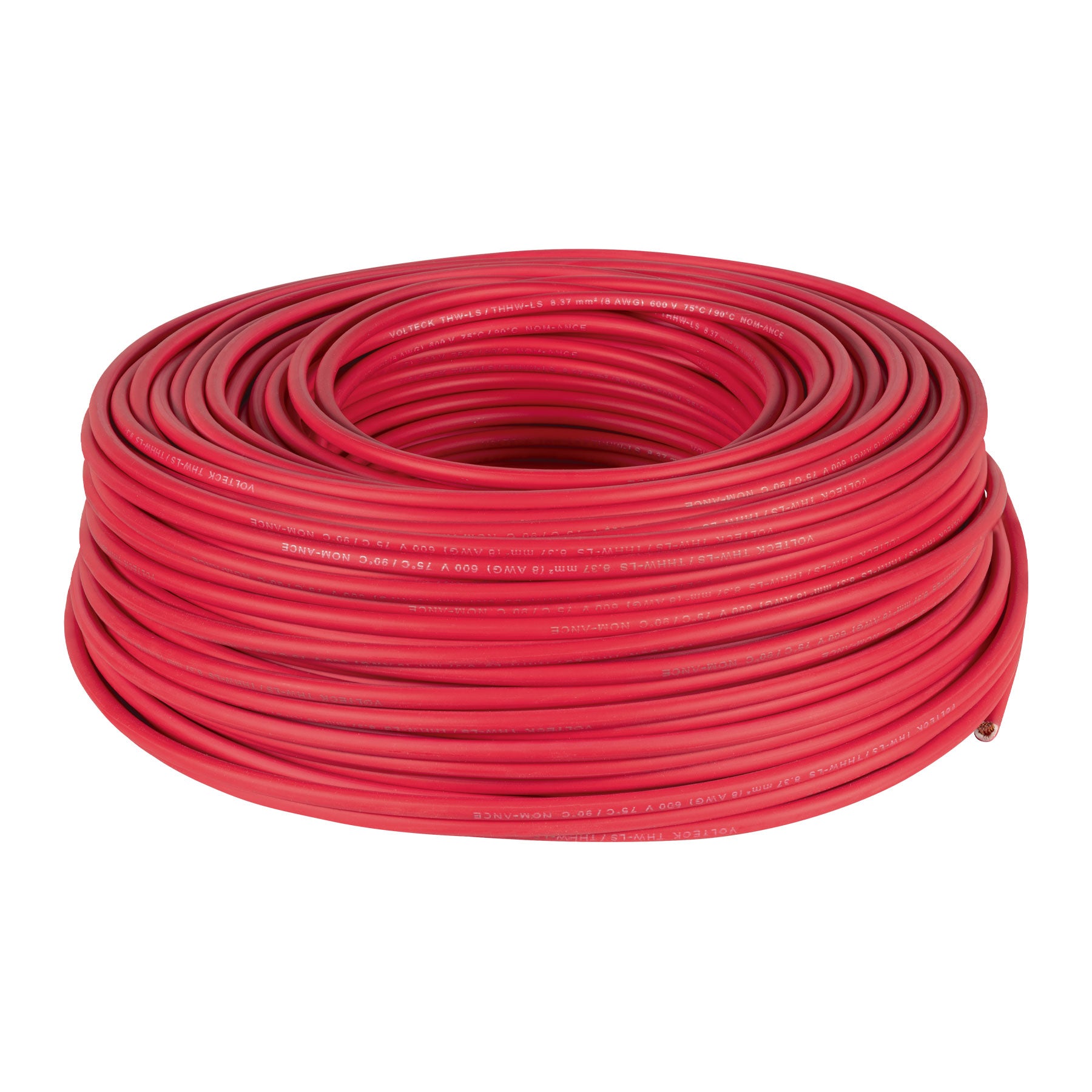 Rollo de 100 m de cable THHW-LS 8 AWG rojo, Volteck | CAB-8R | 46058
