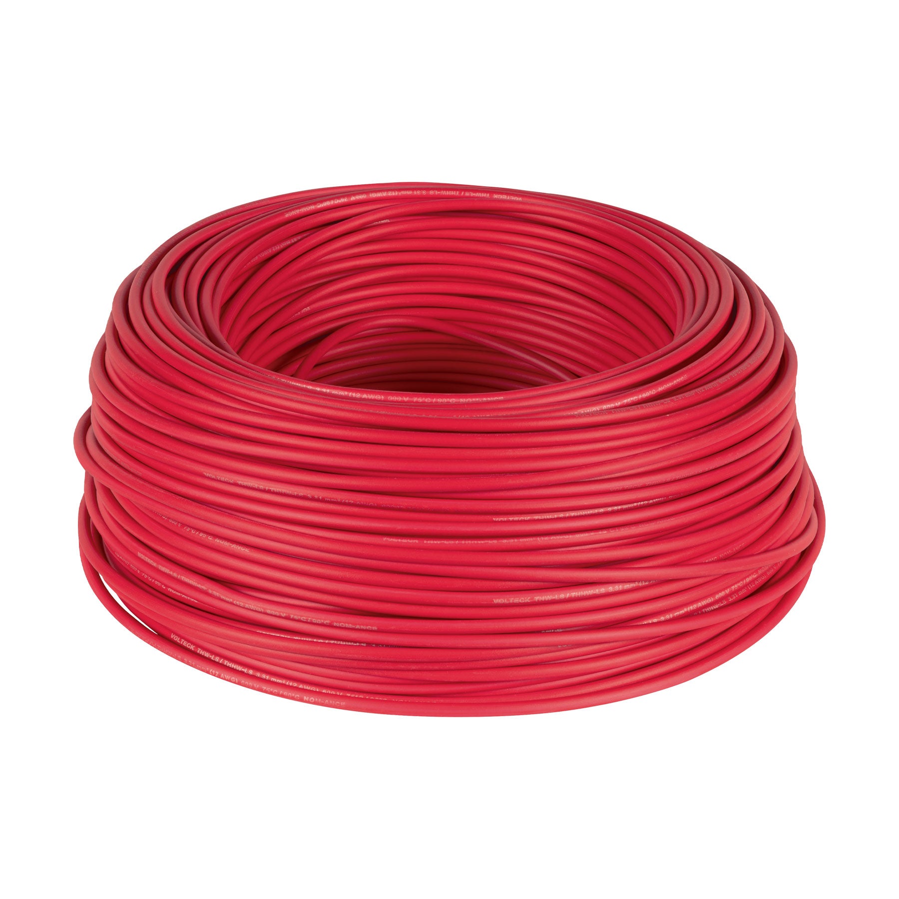 Rollo de 100 m de cable THHW-LS 12 AWG rojo, Volteck | CAB-12R | 46060