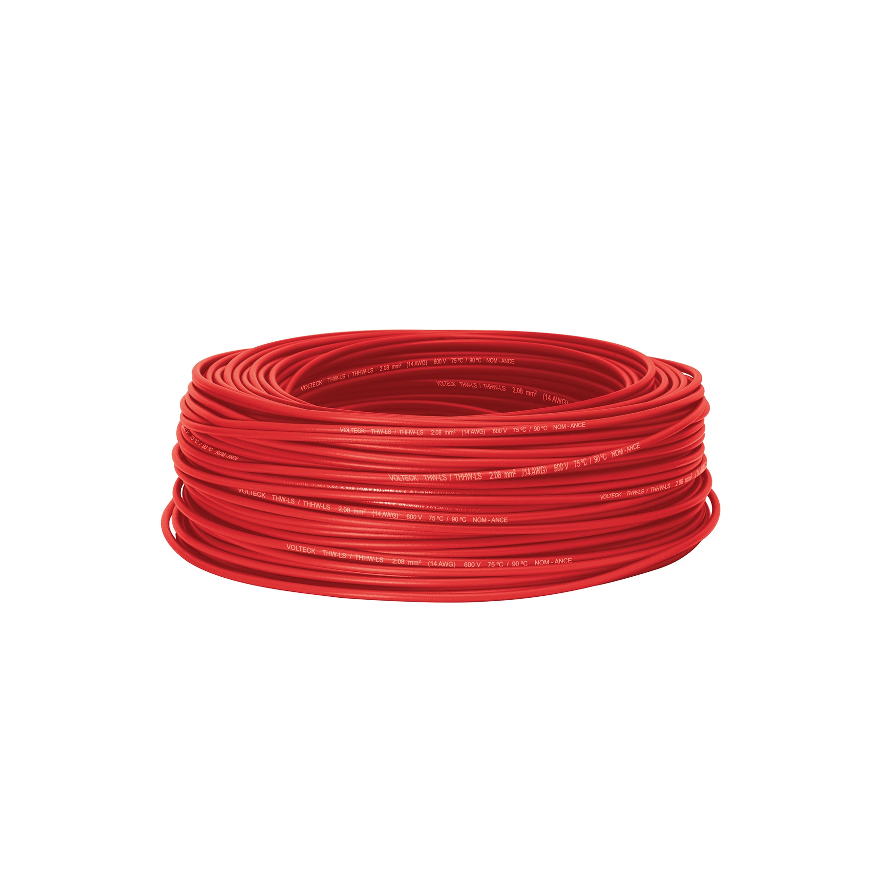 Rollo de 100 m de cable THHW-LS 14 AWG rojo, Volteck | CAB-14R | 46061