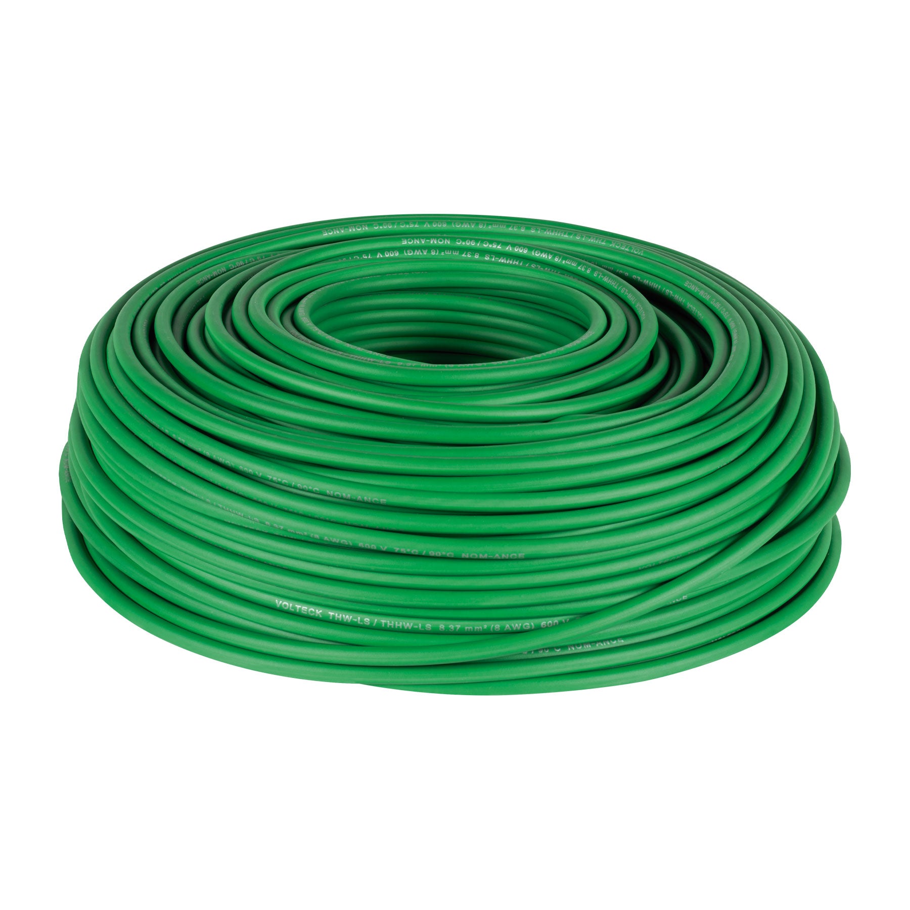 Rollo de 100 m de cable THHW-LS 8 AWG verde, Volteck | CAB-8V | 46062