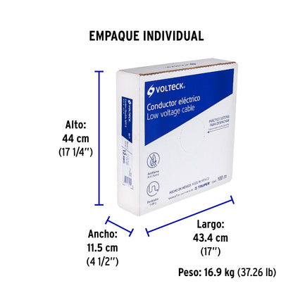 Rollo de 100 m de cordón dúplex flexible SPT 12 AWG, Volteck | CDU-12 | 46066