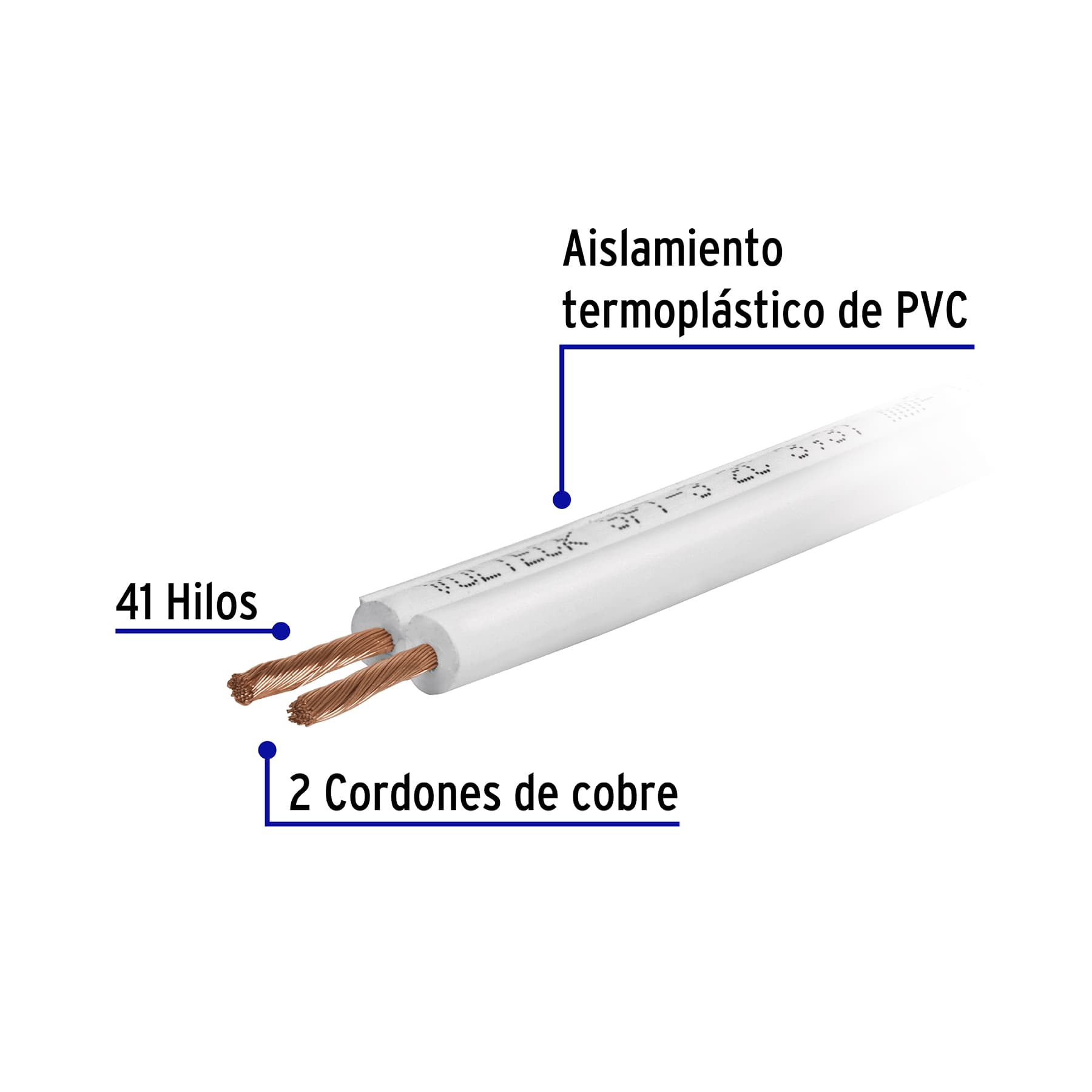 Rollo de 100 m de cordón dúplex flexible SPT 14 AWG, Volteck | CDU-14 | 46067