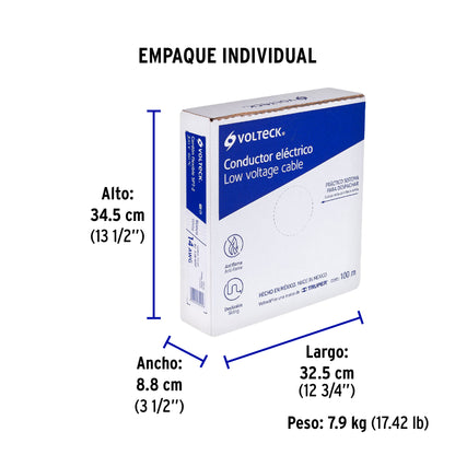 Rollo de 100 m de cordón dúplex flexible SPT 14 AWG, Volteck | CDU-14 | 46067